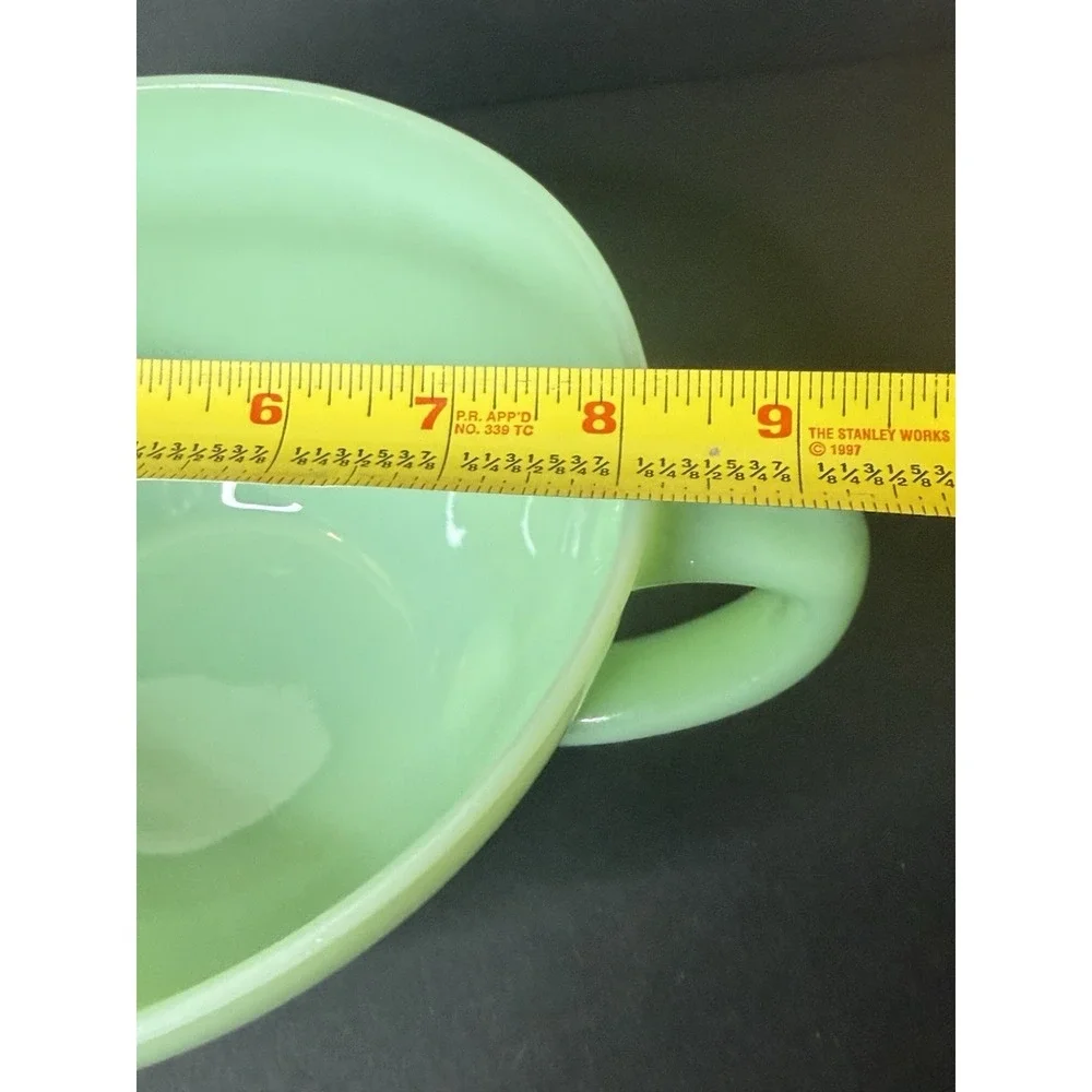VTG Anchor Hocking Fire King Jadeite Ovenware Mixing Bowl Handle Pour Spout EUC